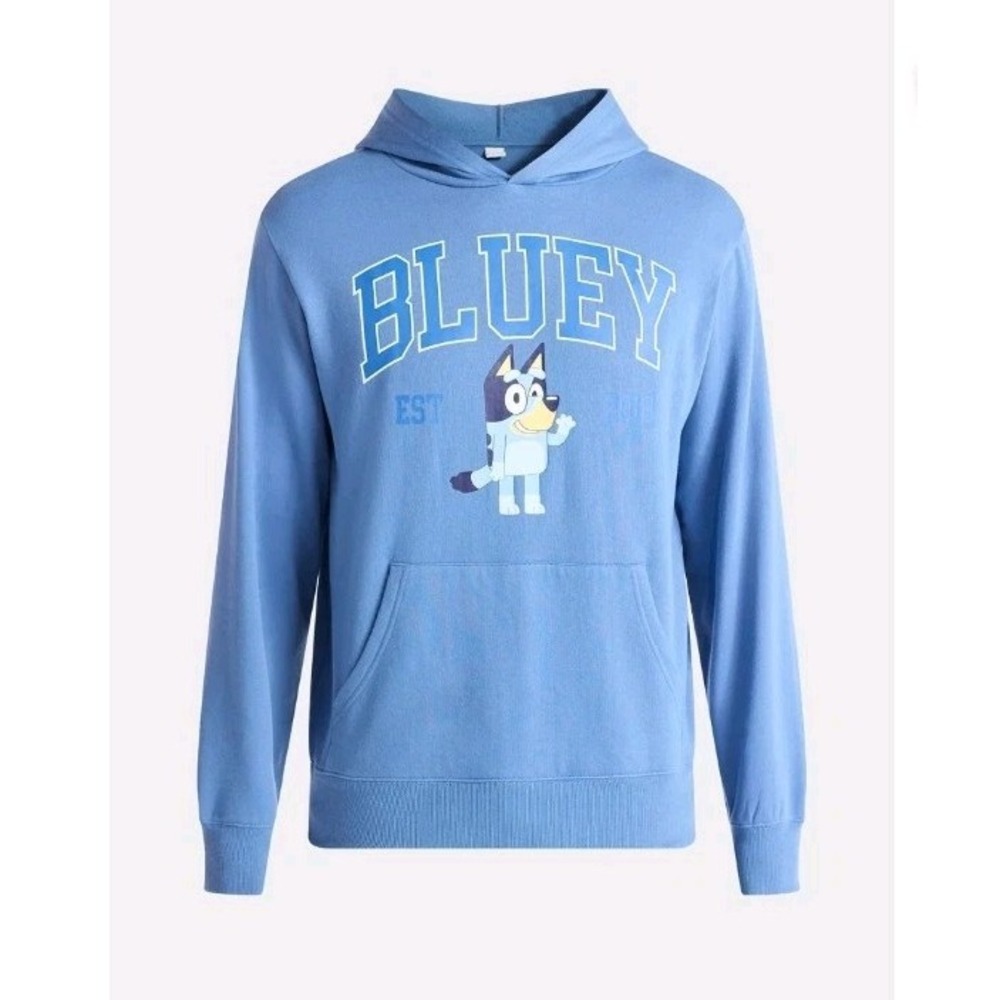 Bluey Mens Hoodie XL Blue Unisex Sweatshirt Kangaroo Pocket Mad Engine NEW - Picture 6 of 10
